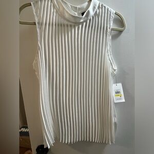 White DKNY pleated blouse